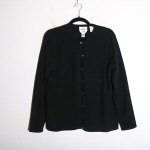 Talbots Vintage 90s Y2K 100% Cashmere Cardigan M Black Crew Capsule Quiet Luxury